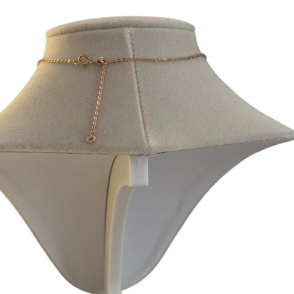 Rose Gold Red Crystal Pendant Necklace Dainty Minimalist Jewelry - Picture 6 of 6